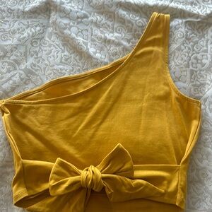Orange crop top one shoulder